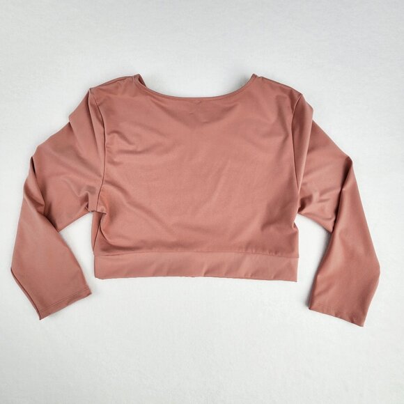 Victoria Sport Victorias Secret Long Sleeve Crop Top Size Large Pink Peach - Picture 3 of 7